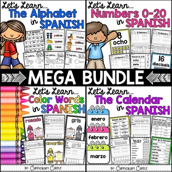 Preview of Spanish MEGA Bundle: Alphabet, Numbers, Colors & Calendar