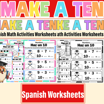 Preview of Spanish Make a Ten Strategy of Addition Worksheets | Números perdidos