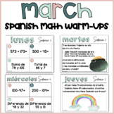 Spanish March Math Warm-Ups for 3rd Grade - St. Patrick's 