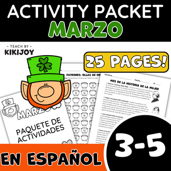 Preview of Spanish March Morning Work No Prep Independent Activity Packet 3rd-5th
