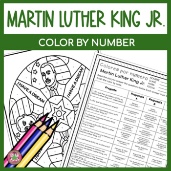 Preview of Martin Luther King Jr Spanish | Color By Number | Colorea por número