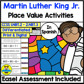 Preview of Spanish Martin Luther King Jr. Place Value Activities and Digital Assessment