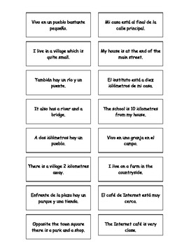 Spanish Teaching Resources Matching Cards Describing Where I Live By Lovemfl