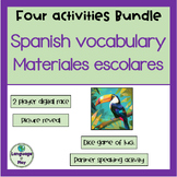 Spanish Materiales Escolares 4 Activities BUNDLE Games, Sp