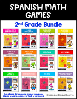 Preview of Spanish Math Games Bundle/2nd Grade Math Games