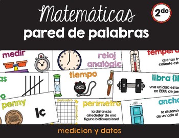 Preview of Spanish Math Word Wall Measurement & Data 2nd / Pared de palabras CC.MD