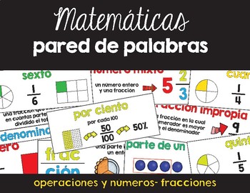 Spanish Math Word Wall 3/4 / Pared de palabras (matemáticas) CC.OA