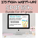 Spanish Math warm ups | 3rd grade | Yearlong Bundle