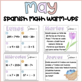 Spanish May Math Warm-Ups for 3rd Grade - Spring Math Activities