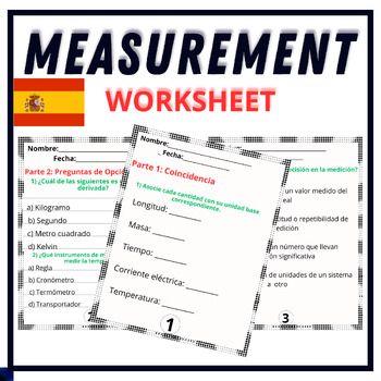 Preview of Spanish Measurement - Test - Questions Wite their answers - Worksheet - Science