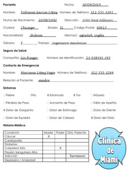 Spanish Medical Form Activity by The Profe Store LLC | TpT