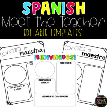 Preview of Spanish Meet the Teacher Templates - EDITABLE (Bright Edition)