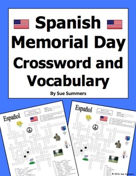 spanish memorial day crossword puzzle worksheet and vocabulary by sue summers