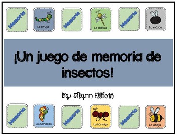 Preview of Spanish Memory Game on Insects