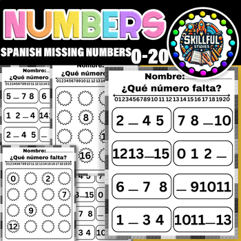 Preview of Spanish Missing Numbers 0-20|Fill in the Missing Numbers 0-20|Números perdidos
