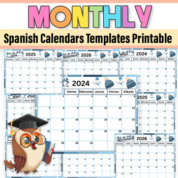 Preview of Spanish Monthly Calendar |2024-2025-2026 Spanish Monthly Calendar Theme Winter