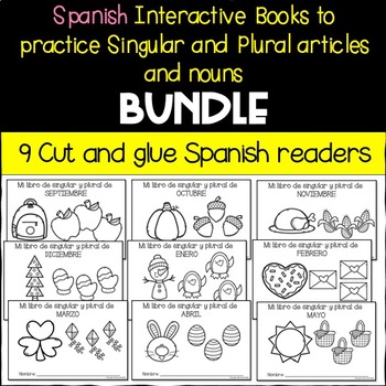 Preview of Spanish Monthly Interactive Readers: Singular-Plural Books [BUNDLE]