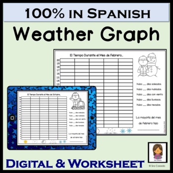 Preview of Spanish Monthly Weather Graph | worksheet and Digital