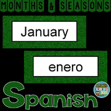 Spanish Months and Seasons Pocket Chart Cards and Workshee