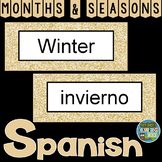 Spanish Months and Seasons Pocket Chart Cards and Workshee