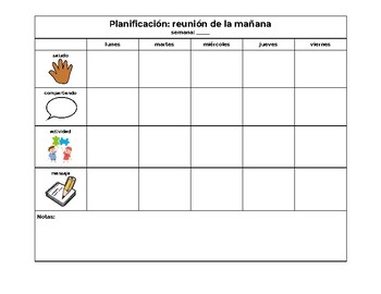 Preview of Spanish Morning Meeting Planning Template