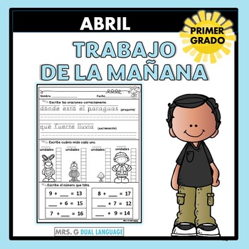 Preview of 1st Grade Spanish Morning Work - Homework / Trabajo de la mañana o tarea  ABRIL