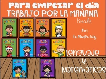 Preview of Spanish Morning Work Math and Literacy / Trabajo por la Mañana Primer Grado