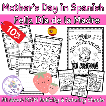 Preview of Spanish Mother's Day Activity "Todo sobre mamá" + Coloring Sheets/ Pages