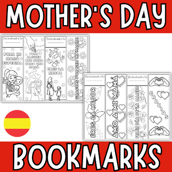 Preview of Spanish Mother's Day Bookmarks to Color | Día de la Madre Coloring Bookmarks