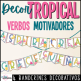 Spanish Motivational Verbs Banners Tropical Decor