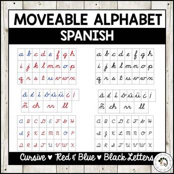 Spanish Moveable Alphabet | Cursive by Montessori Nature Multilingual