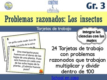 Preview of Spanish Multiplication Word Problem Task Cards | Problemas razonados