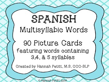 Preview of Spanish Multisyllabic Word Picture Cards