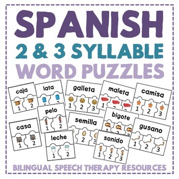 Preview of Spanish Multisyllabic Words - Puzzles with 2 & 3 Syllable Words in Spanish