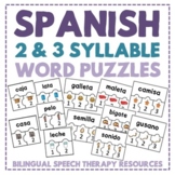 Spanish Multisyllabic Words - Puzzles with 2 & 3 Syllable 