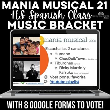 Preview of Spanish Music Bracket Madness - March mania musical 2021 HS Spanish - all Google