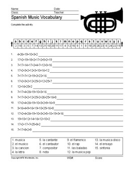 music vocabulary worksheet teaching resources teachers pay teachers