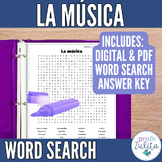 Spanish Music Vocabulary Word Search - la música búsqueda 