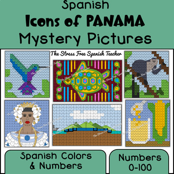 Preview of PANAMA Spanish Mystery Pictures Spanish Color By Number worksheets