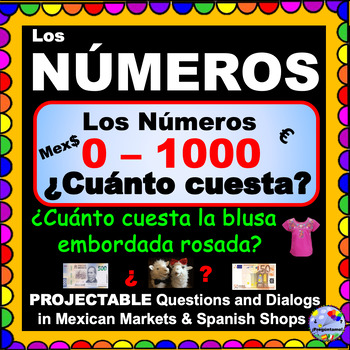 Preview of Spanish Numbers 0-1000 Los numeros Cuanto cuesta PROJECTABLE Dialogs Powerpoint