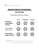 Spanish Name Introduction Peer Critique Rubric