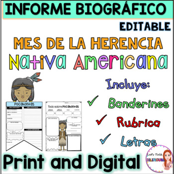 Preview of Spanish Native American Heritage Month Biography Research - Google Classroom