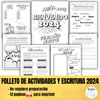 Preview of Spanish New Year Activities 2024 PDF |  Actividades de Año Nuevo 2024