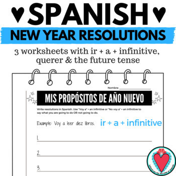 Preview of Spanish New Year Resolutions Worksheets - Spanish Grammar - Verbs Future Tense