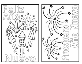 Preview of Spanish New Year's cards / Mini Coloring pages