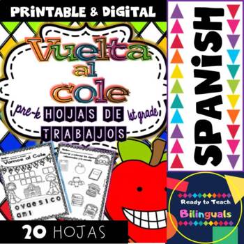 Preview of Back to School - Spanish No Prep Printables - Maths and Language - K/1st