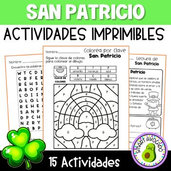 Preview of Spanish No Prep St. Patrick's Day Activities Actividades San Patricio St Patty's