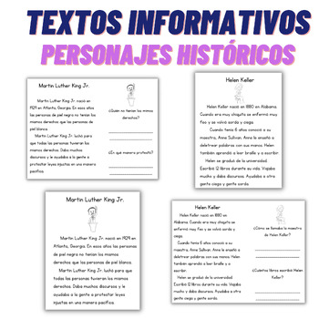 Preview of Spanish Nonfiction Passages (Historical Figures) /Textos informativos