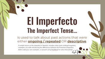 Preview of Spanish Notes Imperfect Tense Editable Google Slides