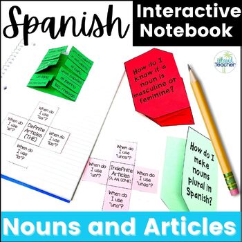 Preview of Spanish Nouns Definite and Indefinite Articles Interactive Notebook Activities